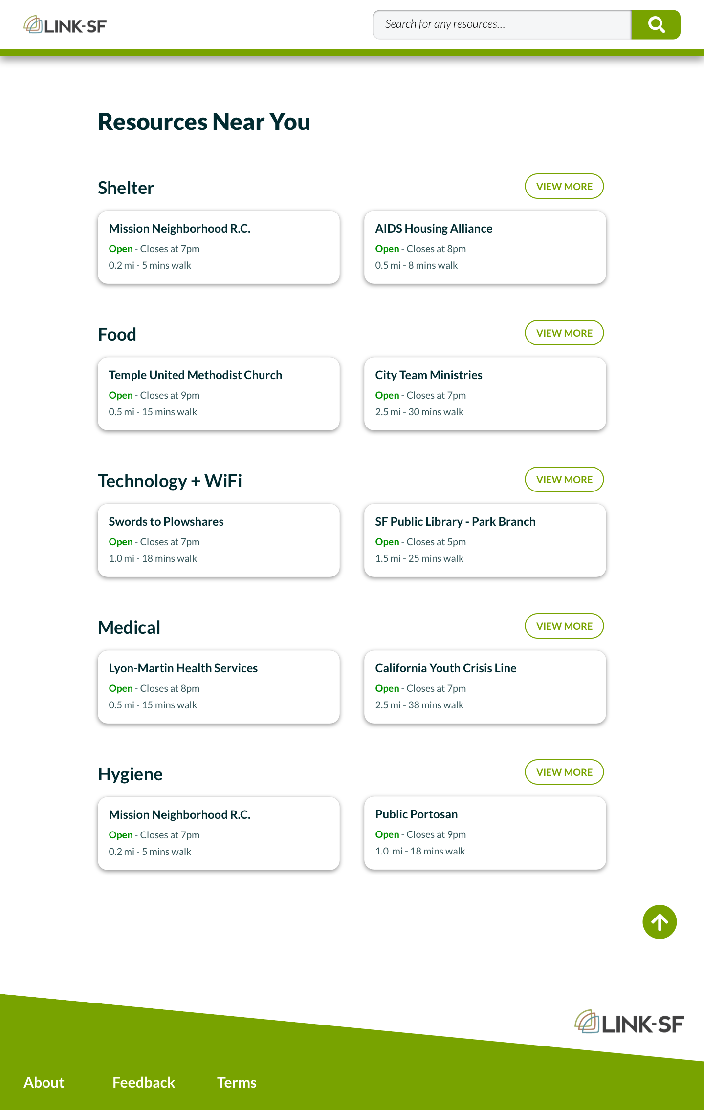LinkSF home page design