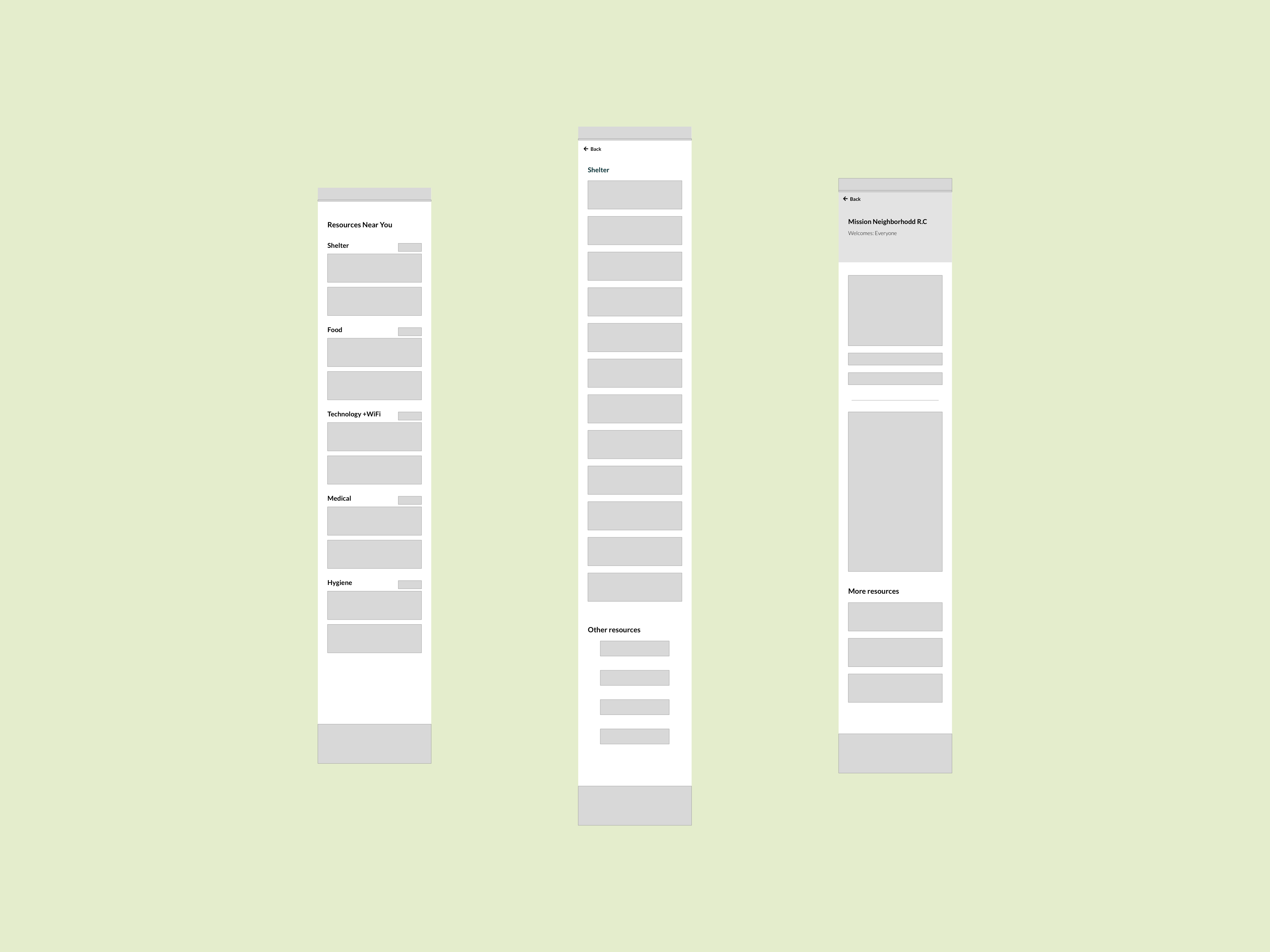 LinkSF mid-fidelity prototype additional screens