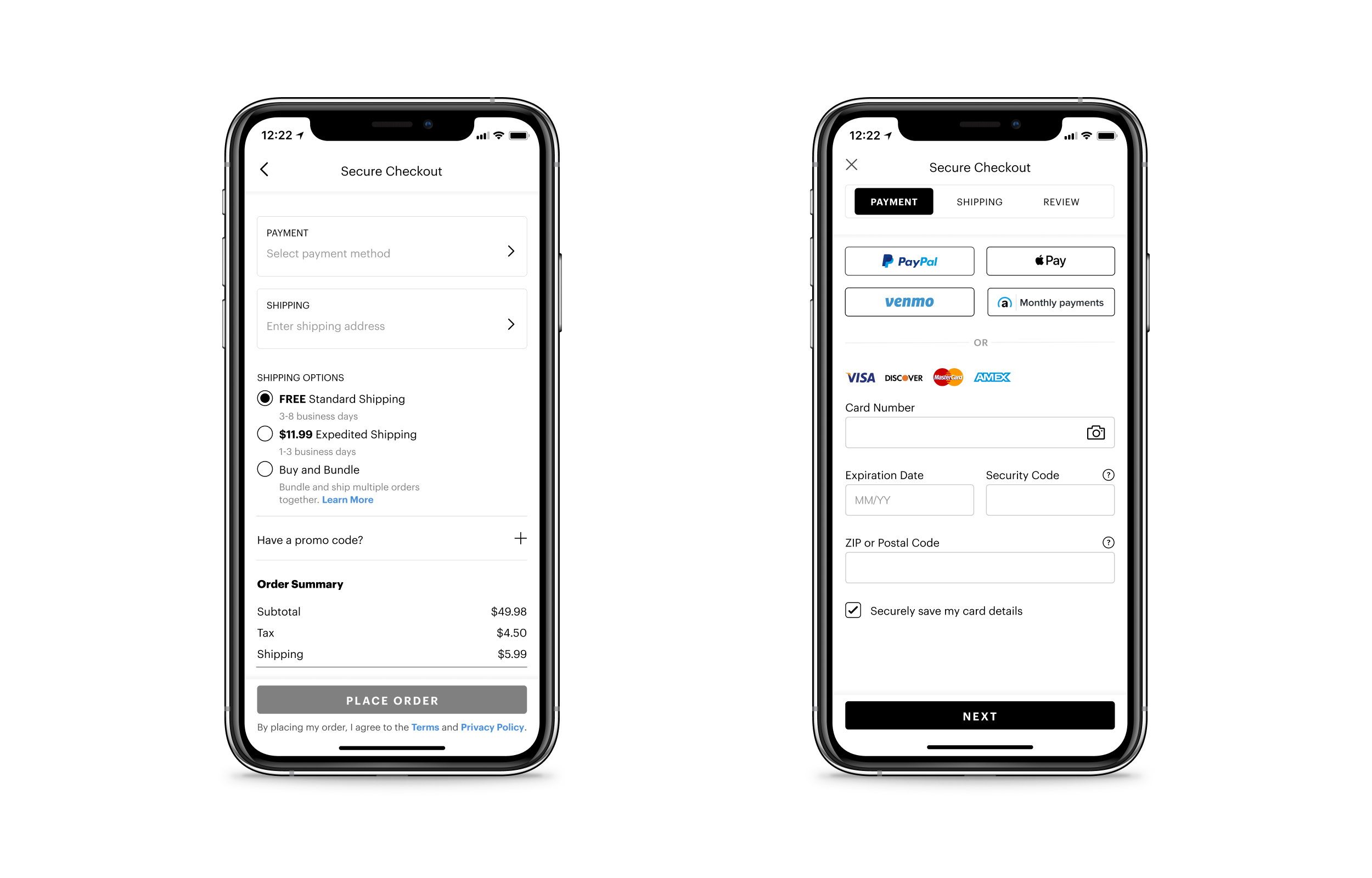 ThredUP rebranded checkout flow iterations